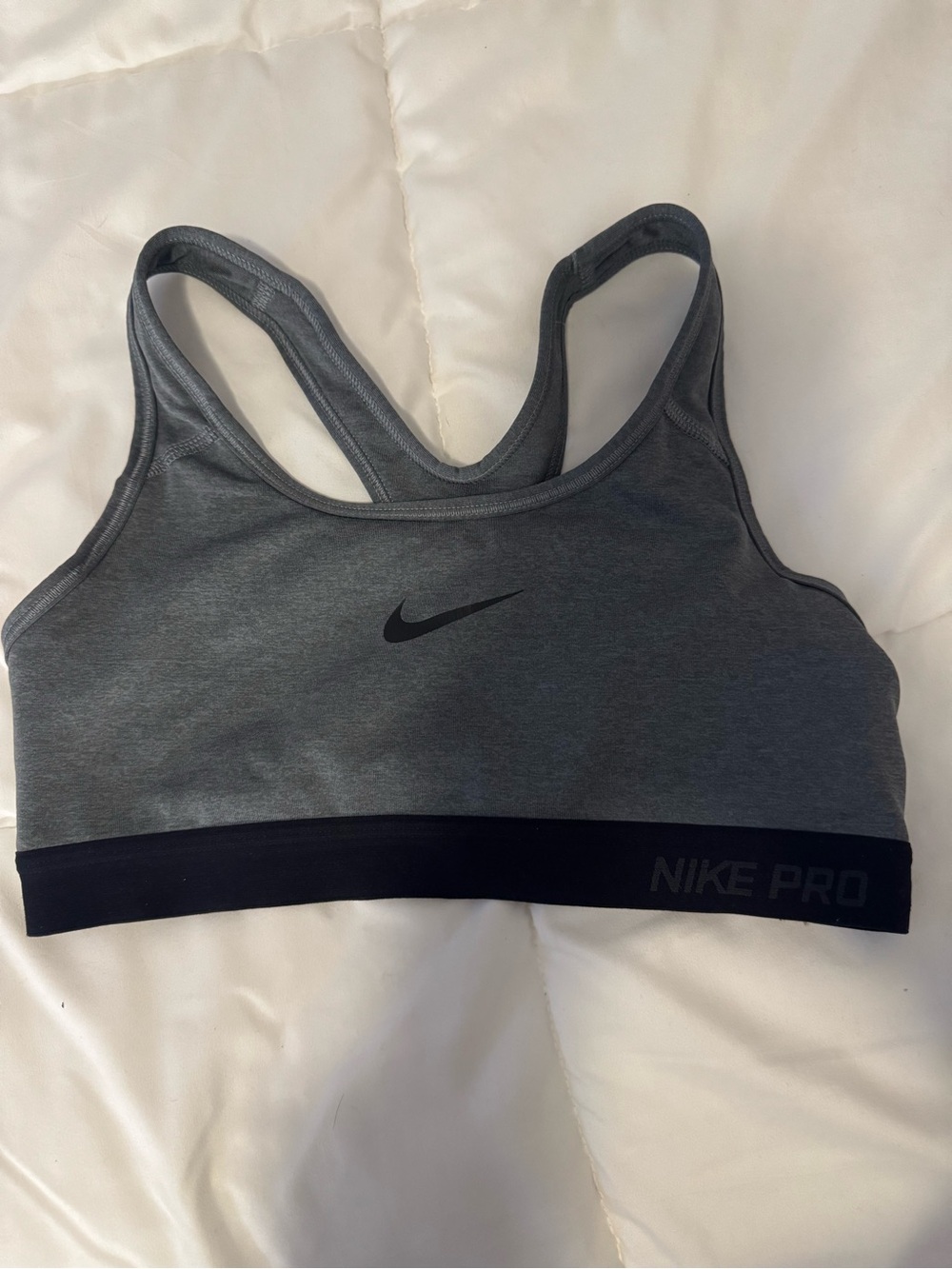 Nike Gray and Black Nike Pro Racerback Sports Bra